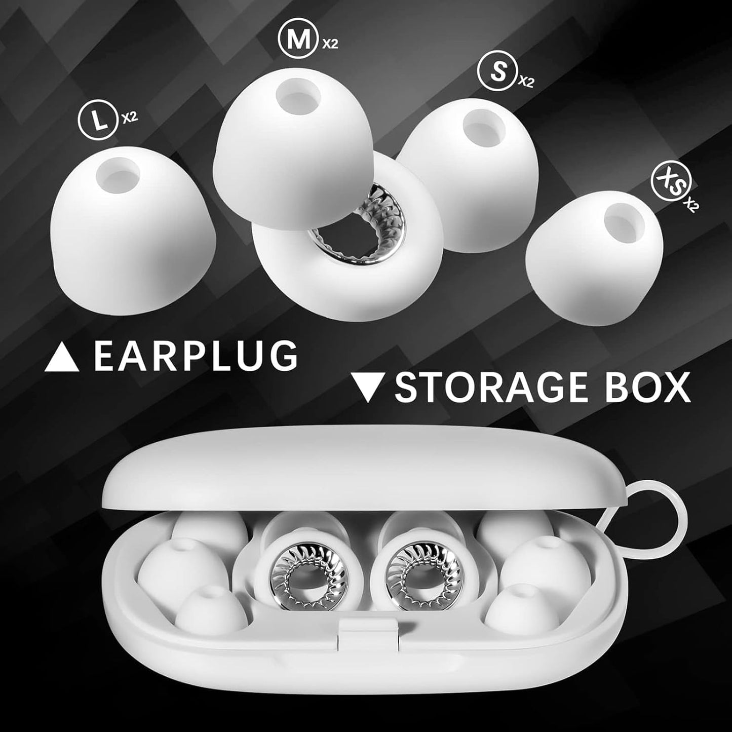 Ear Plugs for Sleeping, Reusable Silicone Earplugs with 28dB Noise Reduction, Noise Cancelling Ear Plugs for Concert, Travel, Study, Work, Hearing Protection, White and Silver