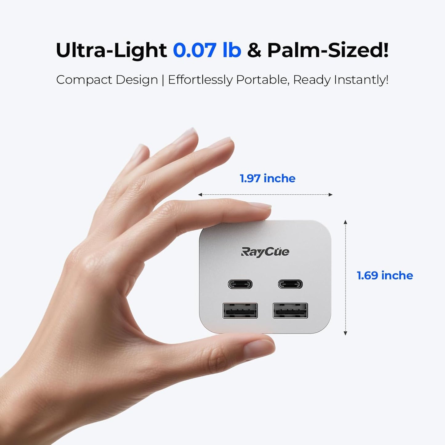 RayCue MiniPack Expansion Dock for Mac mini M4 | 6-Port USB-C Hub with Dual 10Gbps Adapters, 2 * 10G USB-C/ 2 * 10G USB-A/SD TF 3.0 Card Reader | High-Speed Data Transfer & Multi-Device Connectivity