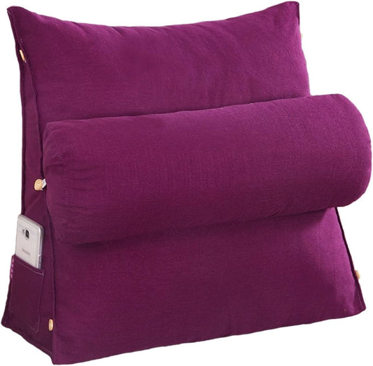 Bed Wedge Pillow for Sleeping After Surgery Back Cushion for Couch Lumbar for Adult with Adjustable Neck Support Bolster Pillows Triangular Backrest Pillow ( Color : Purple , Size : 60 x 20 x 50 cm )
