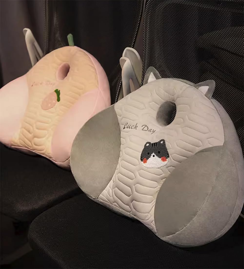 Tingting's Dream Office Lumbar Back Cushion Sedentary Sitting Back Lumbar Support Pillows Face Down Rest Pillow Reading Waist Cushions (Gray cat, 50×40CM/19.7"×15.7")