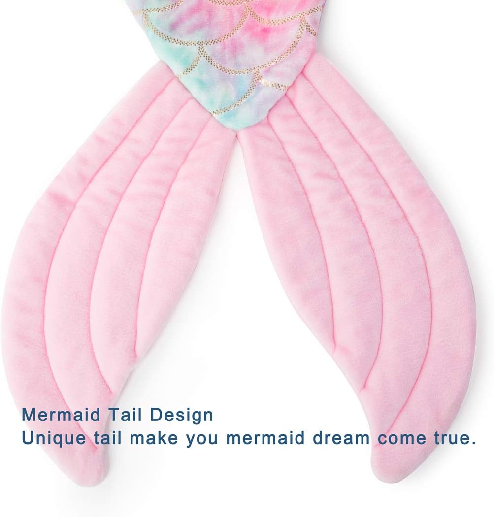 COSUSKET Mermaid Tail Blanket for Girls, All Seasons Soft Premium Colorful Fish Scale Design Snuggle