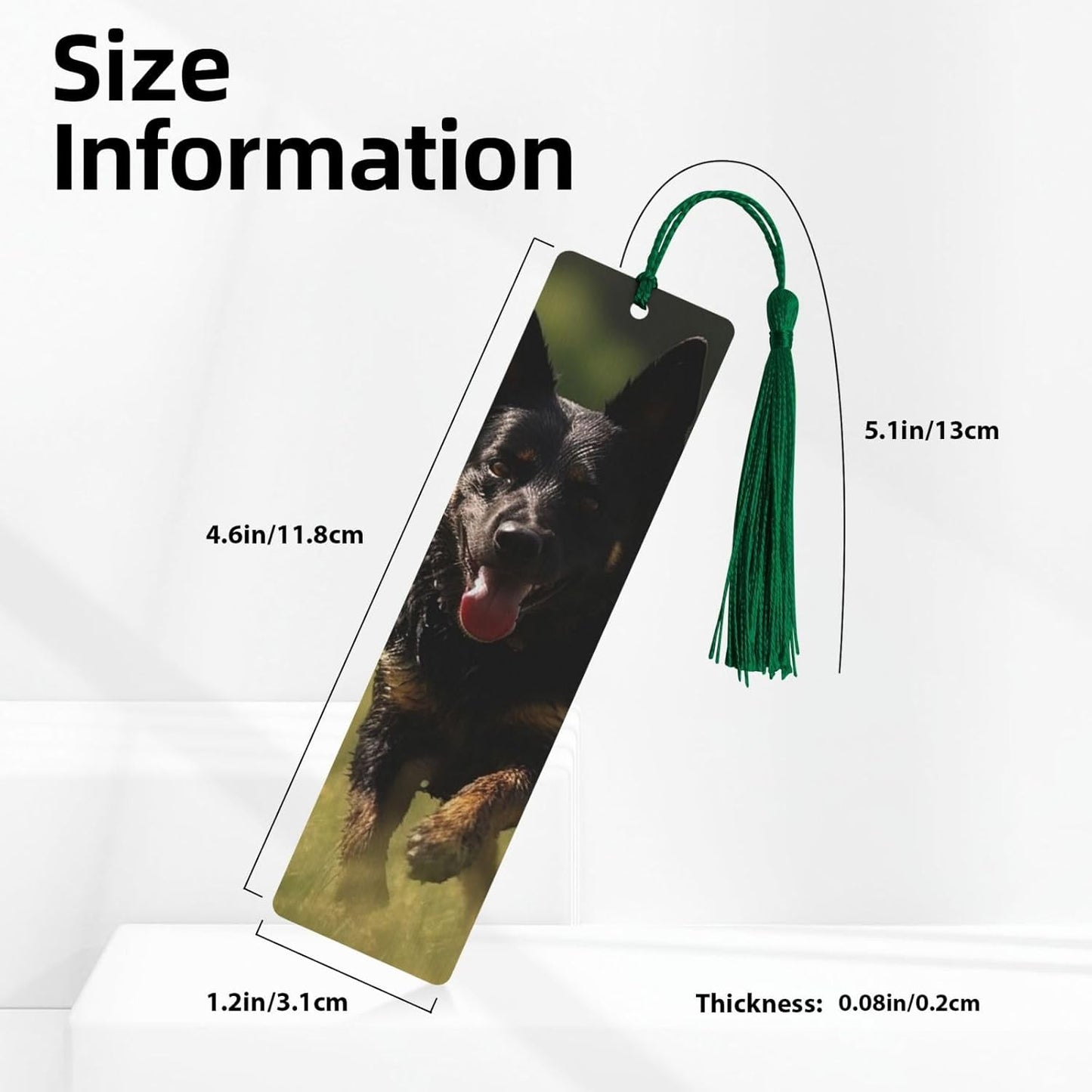 Running Black Dog Bookmarks Gifts for Women Men, Wooden Bookmarks for Book Lovers, Vintage Book Marks Ornaments with Tassel, Unique Personalized Reading Page Markers Dark Green