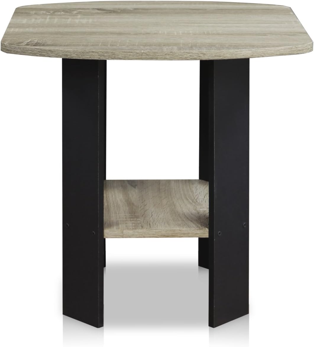 Furinno SIMPLE DESIGN Side Table, 2-Tier Modern End Table with Soft Edges, Open Shelves Night Stand, Bedside Table, for Living Room, Bedroom, French Oak