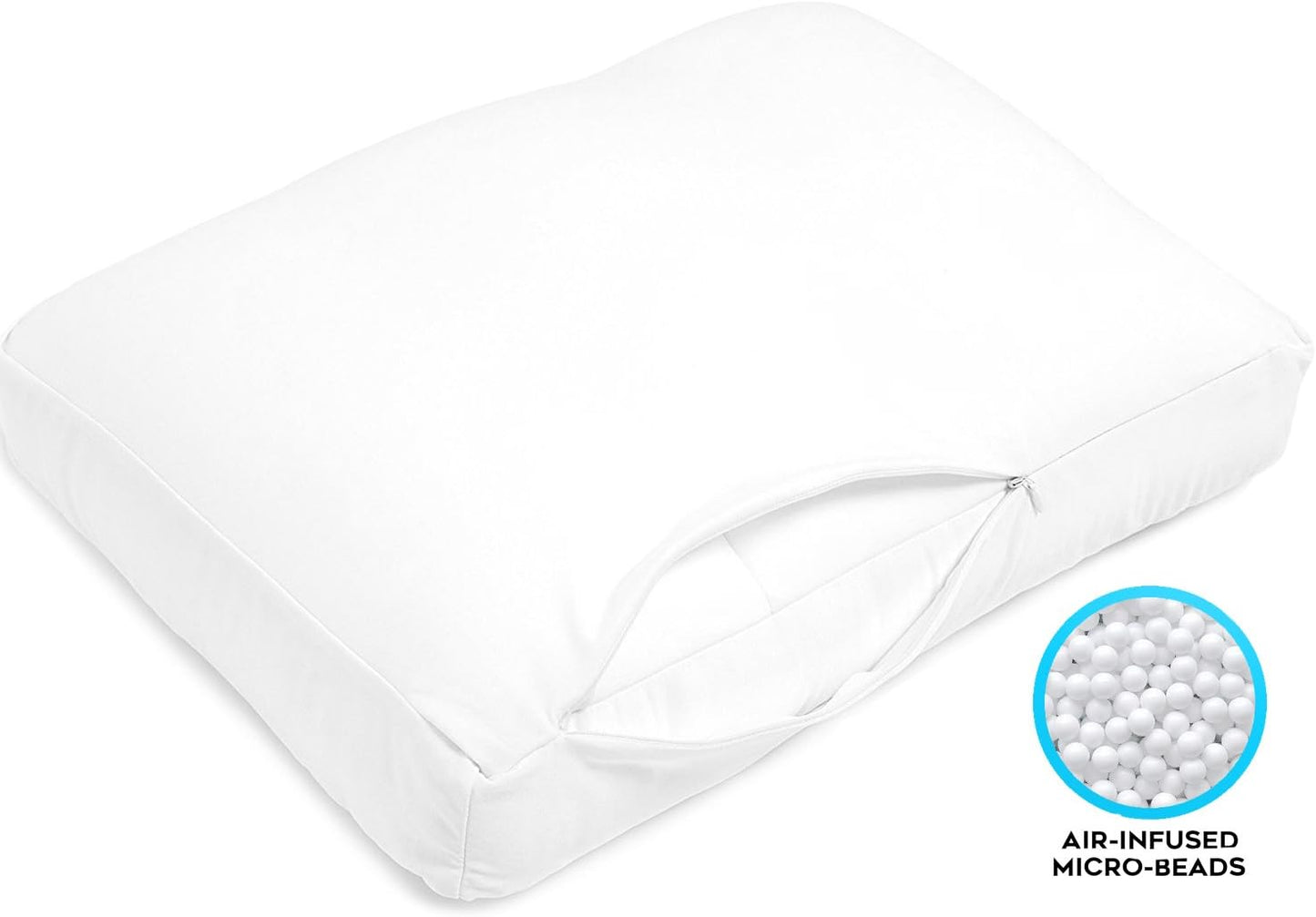 Deluxe Comfort MicroBead Cloud Pillow - Feels Like Sleeping on a Cloud with a Firm Hold - Contour Cloud Pillow to Keep Your Head In Place - Removable Zipper Cover - Bed Pillow (20.5L x 12.5W x 5H), Small