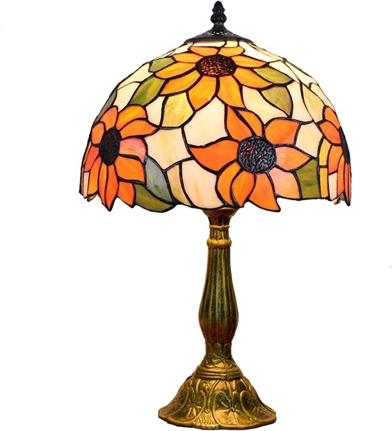 Tiffany Lamp Stained Glass Lamp Sunflower Yellow Bedroom Table Lamp Reading Desk Light for Bedside Living Room Office Dormitory Dining Room Decorate Gift 12x12x18 Include Light Bulb