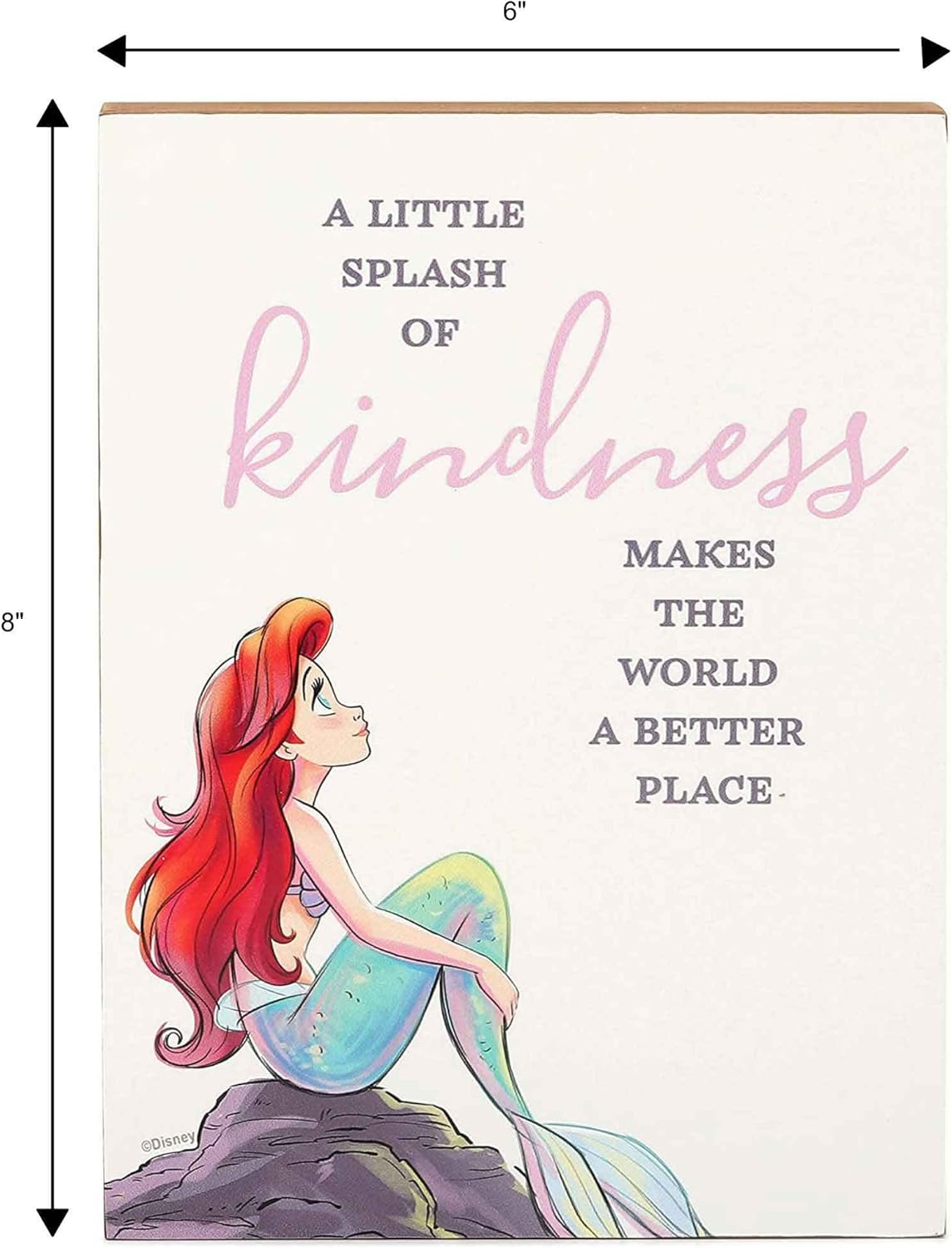 Disney Princess The Little Mermaid Ariel Wood Block Decor - A Little Splash of Kindness Makes The World a Better Place
