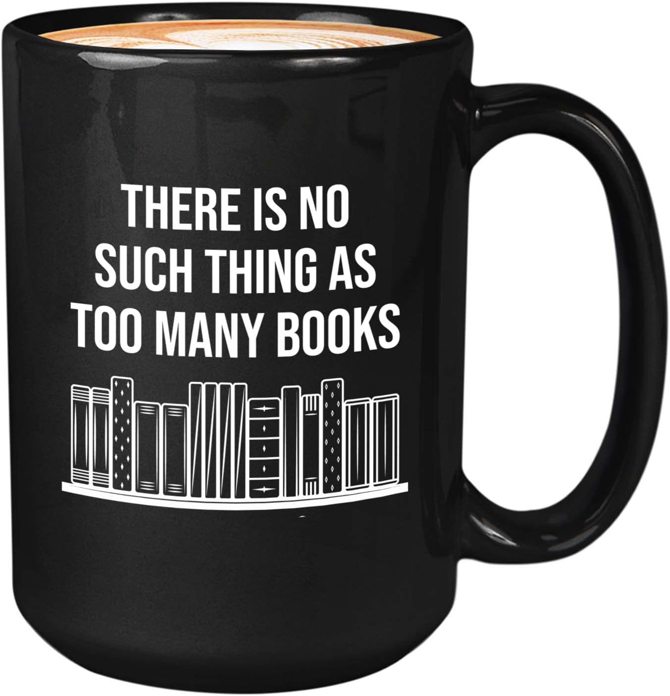 Bubble Hugs Writer Coffee Mug 15oz Black - there is no such thing as too many books - Reading Book Lover for Bookworm Bibliophile Librarians Author Readers Bookish
