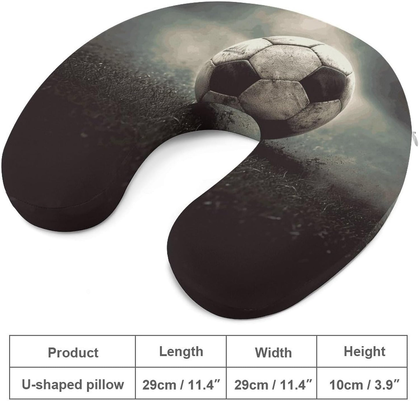 Sport Soccer Neck Pillow Memory Foam U Shaped Pillows Portable Pillows for Shoulder Travel Head Support Pillow with Concealed Zipper for Airplane Car Home Office