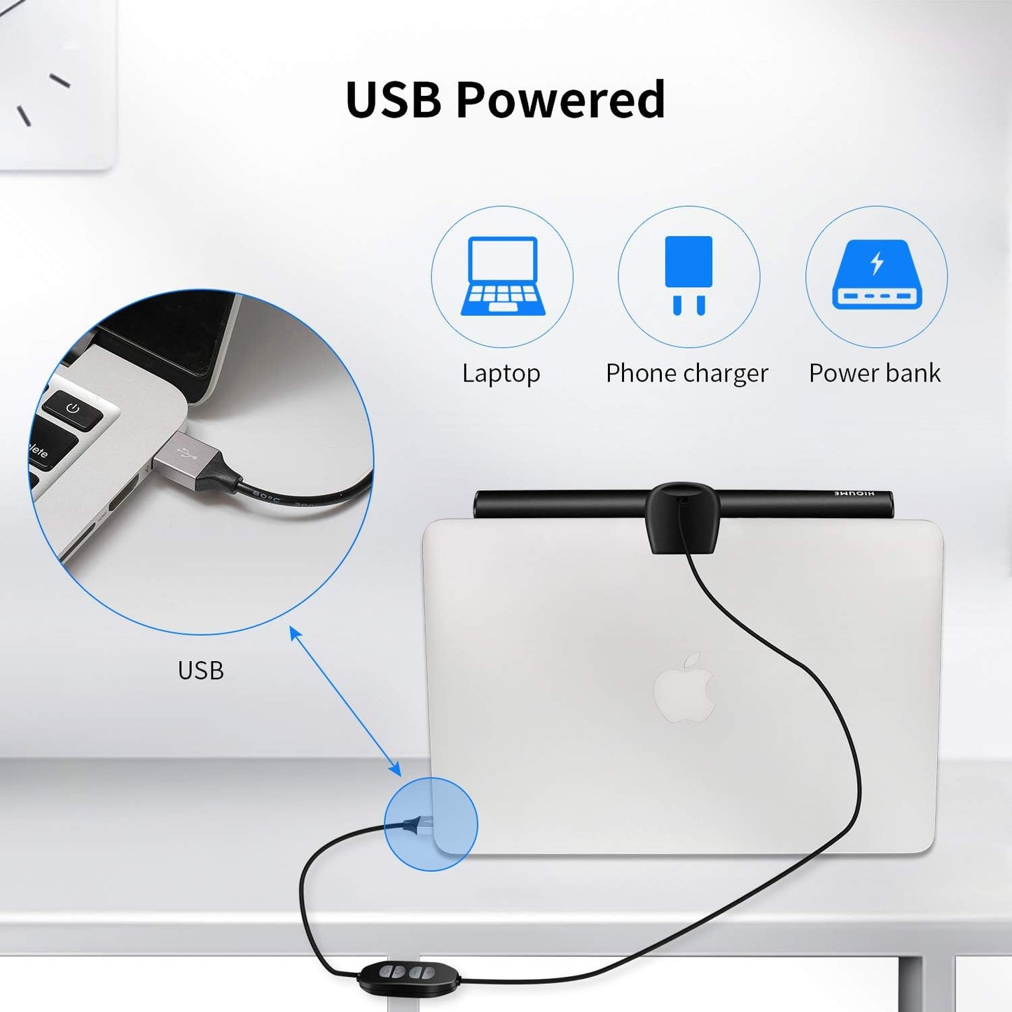 Laptop Monitor Light Bar, USB e-Reading LED Task Lamp, 3 Adjustable Color Temperature, 10 Dimming Brightness Levels, No Screen Glare, Space Saving, Eye Health Care, Portable for Travel