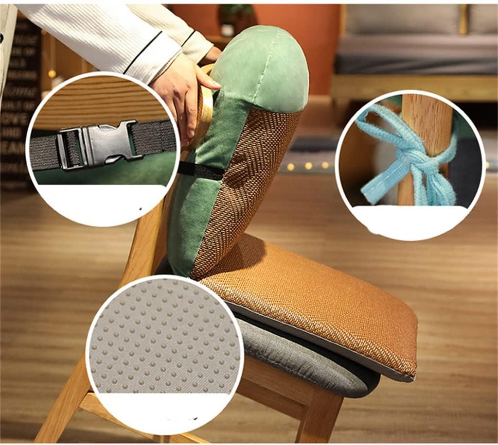 Mat Rattan Seat Cushion Lumbar Pillow Office Back Support(E)