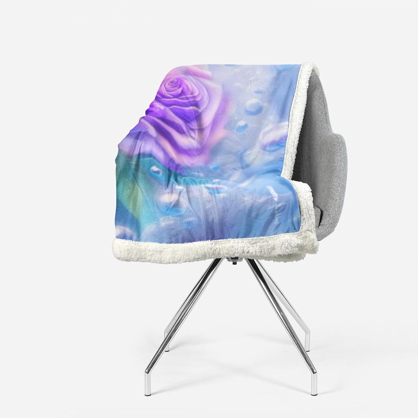 AILONEN Cartoon Rainbow Seahorse Sherpa Fleece Throw Blanket,Ocean Animal Floral Sherpa Blankets for Kid Teen Girls,Colorful Bubble Blanket for Bed Sofa Couch Decor,Soft and Cozy, 59 x 47 Inches