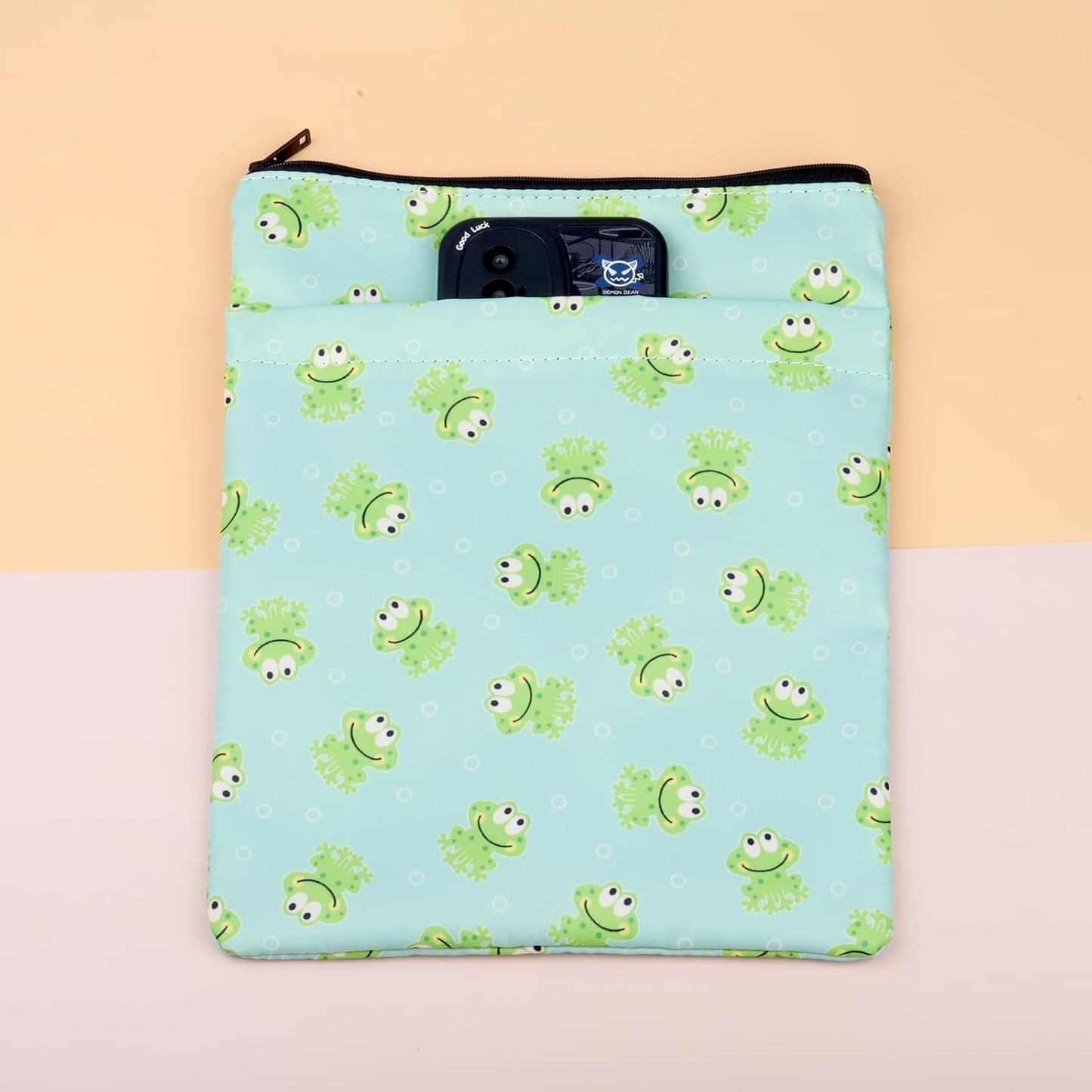 MAOFAED Frog Book Sleeve Froggy Book Cover Animal Lover Gift Frog Lovers Gift for Women Mother (Frog BSL)