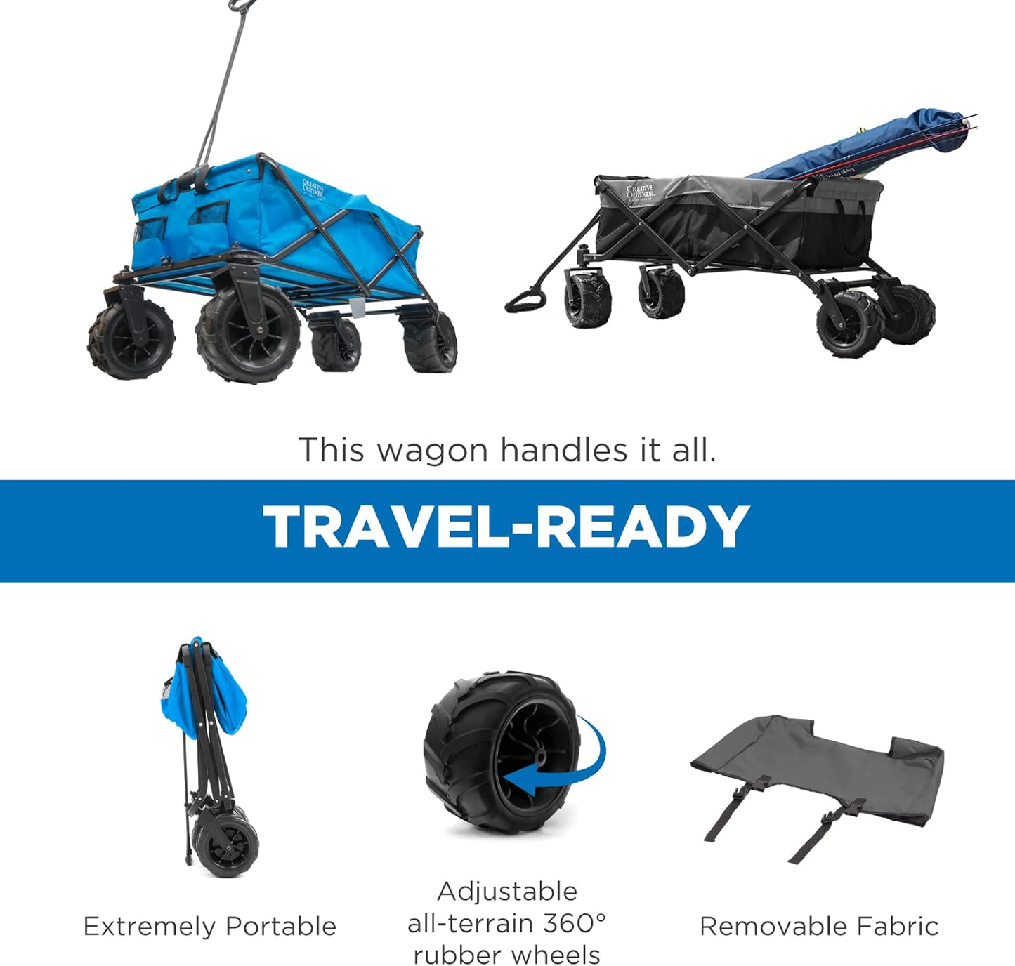Creative Outdoor Push Pull Hauler Wagon for Kids, 200lbs Weight Capacity, All-Terrain Collapsible and Portable Folding Cart, Beach Park Garden & Tailgate, Multiple Color Options