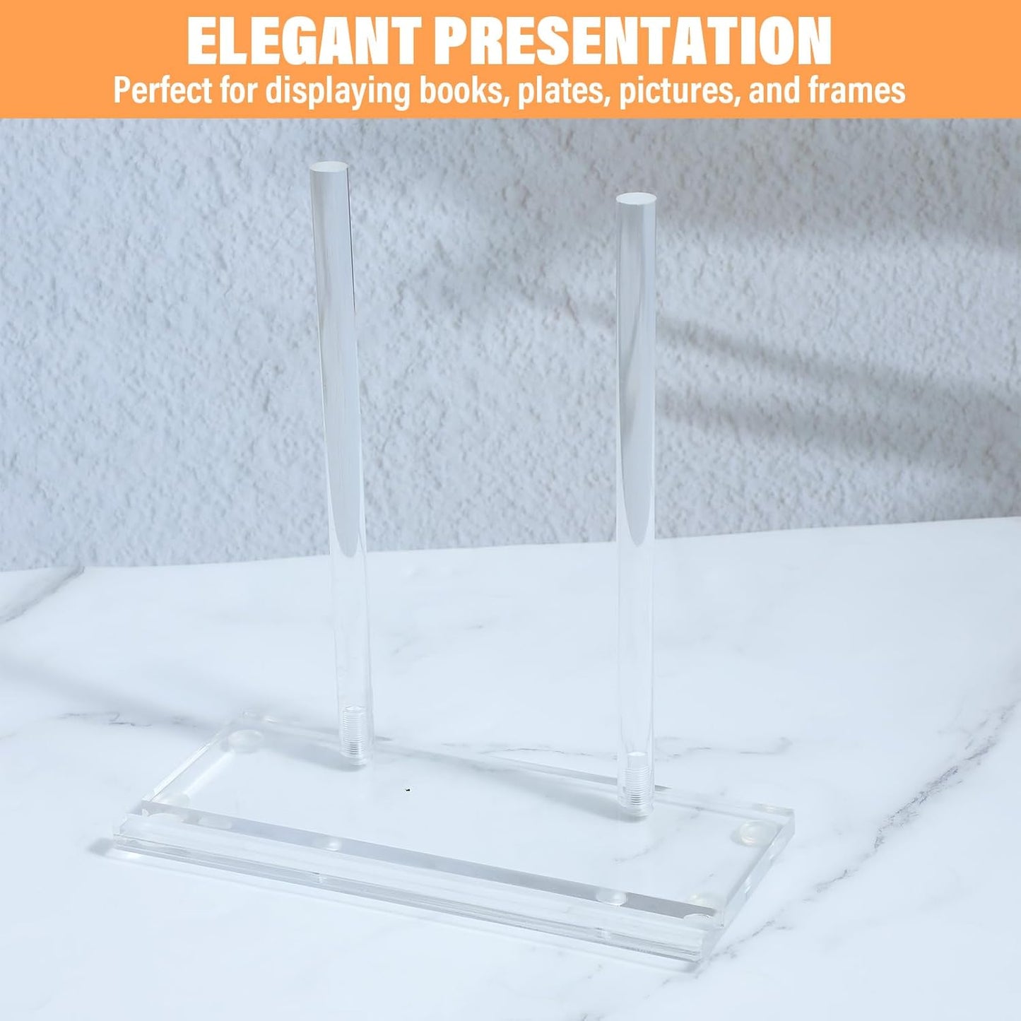 Tabletop Acrylic Display Stand Clear Easel Acrylic Book Display Holder Artwork Storage Rack for Picture Plate Frame Albums Record Magazine Tablet Canvas Board (Clear, 7.9 x 3.5 x 8.3 Inch)