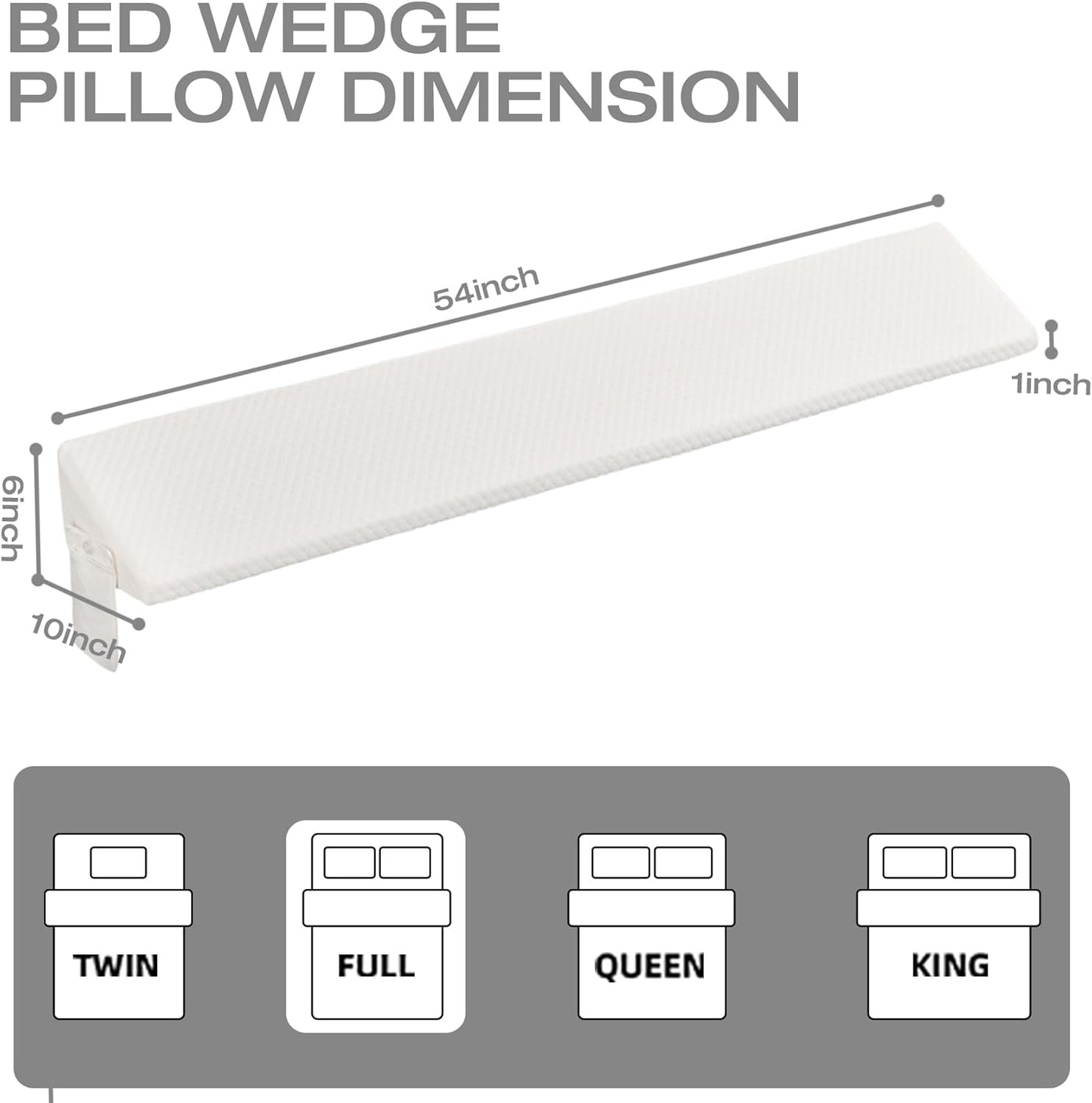 White Full Bed Wedge Pillow for Headboard Gap/Bed Gap Filler/Mattress