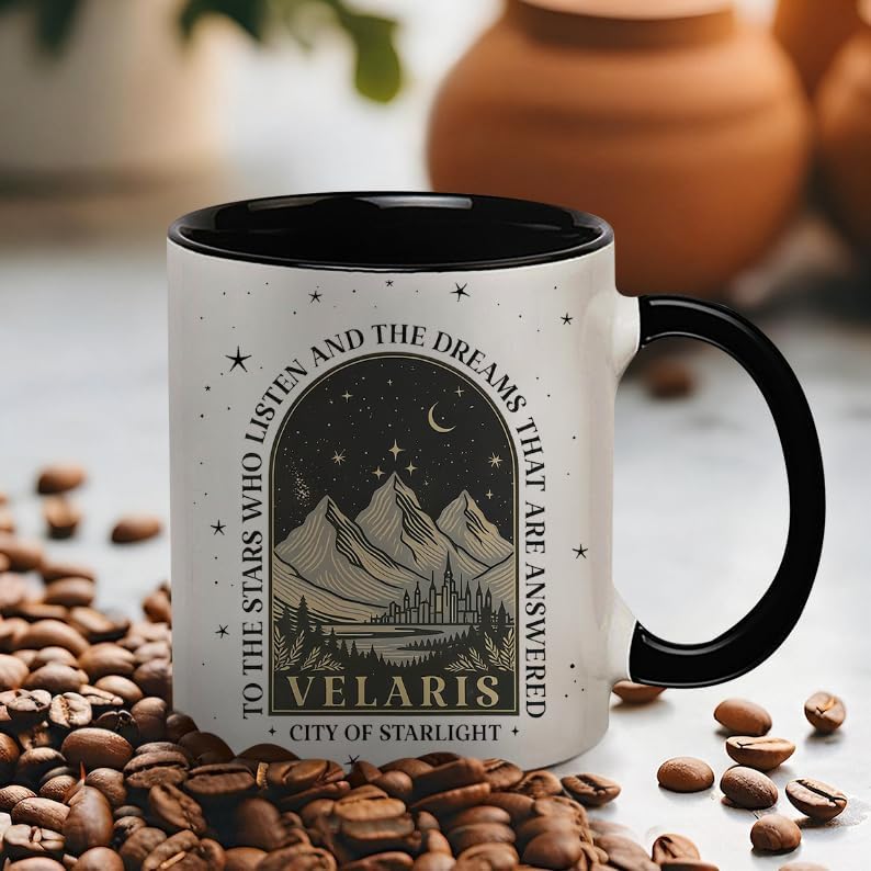 Velaris Mug, City of Starlight, Sarah J Maas Coffee Mug, To the Stars Who Listen Merch, 11 Oz Novelty Coffee Mug, Black