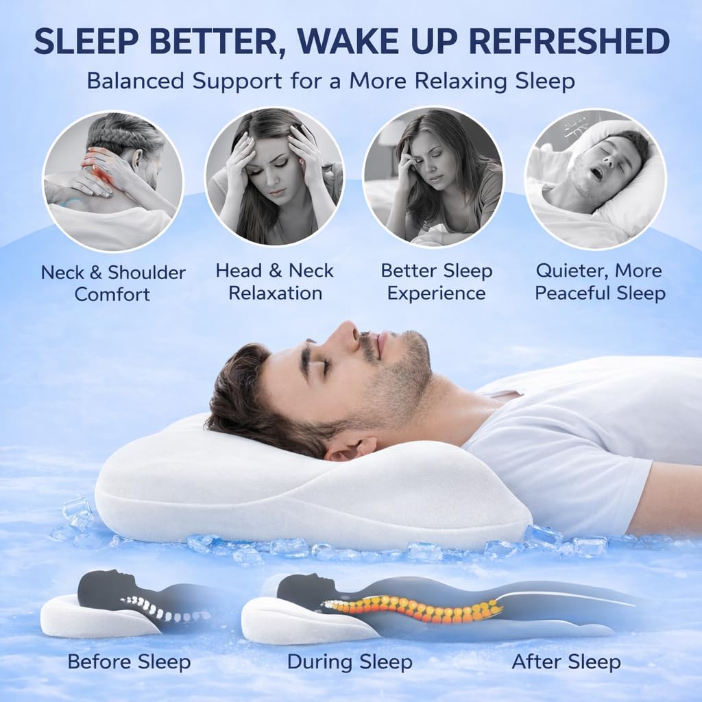 Ergonomic Memory Foam Cloud Pillow,Japanese One-Piece Molded Slow Rebound Design for Cervical Neck Relaxation & Support,Sofa,Bed Reading,Pregnancy,Side Sleepers,Knee & Leg Support,Travel (White)