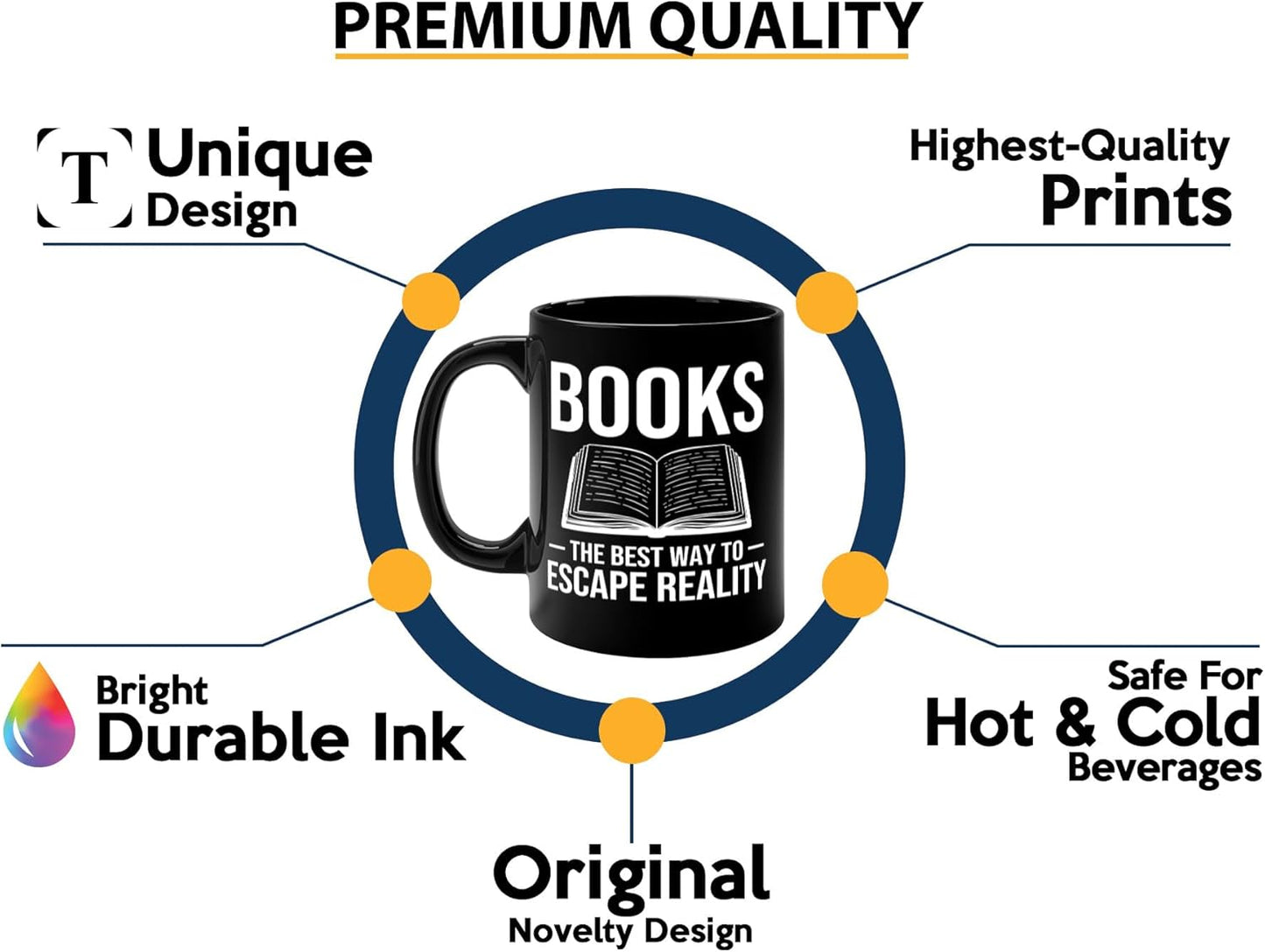 Book Lover Coffee Mug 11oz Black -Books The best - Bookworm Literature Library Book Lover Reader Booked Editor Intellectual Studious