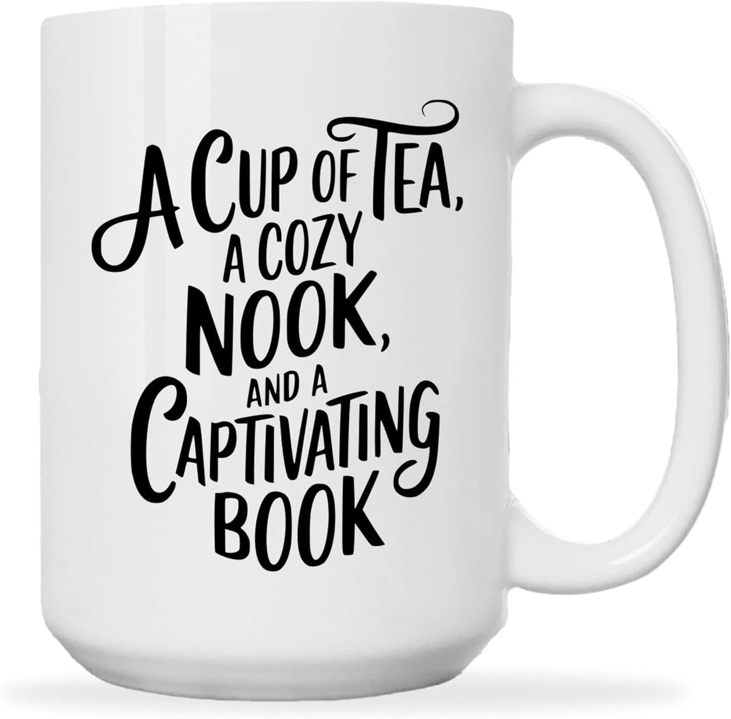 Book Lovers Coffee Mug 15oz White -Tea Nook - Gift for Book Club Bookworm Bookish Reading Nerdy Avid Readers Women
