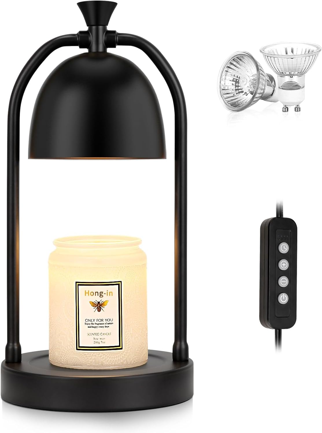 Hong-in Candle Warmer Lamp with Timer,Electric Black Candle Warmer,Wax Warmer for Scented Wax Jar Candles,Candle Lamp for Kitchen Home Decor, House Warming Gifts New Home/Gifts for Women