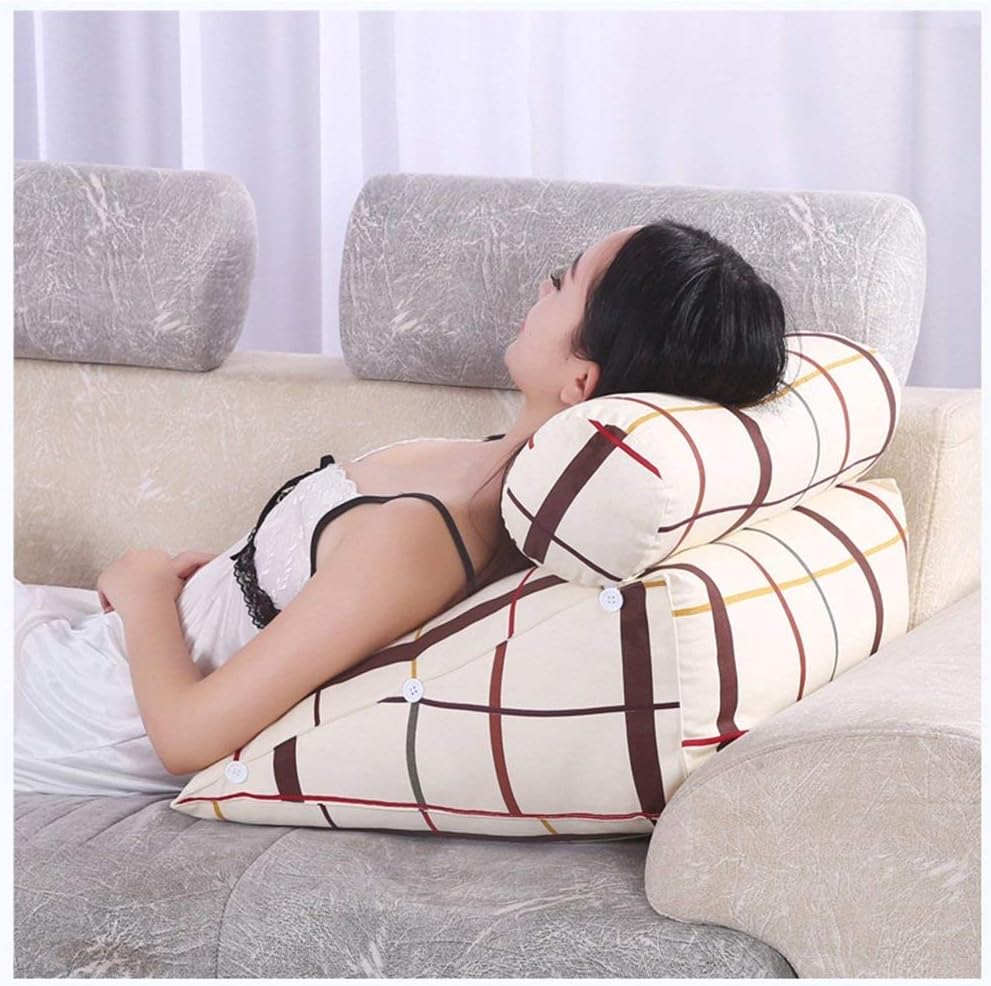 Backrest Bay Bedside Triangle Sofa Cushion Lumbar Support Bay Removable Washable Adjustable Back Wedge Seat Chair Pillow(Color: A4 Size: 45 50 20cm) Size:605025cm Colour:A8