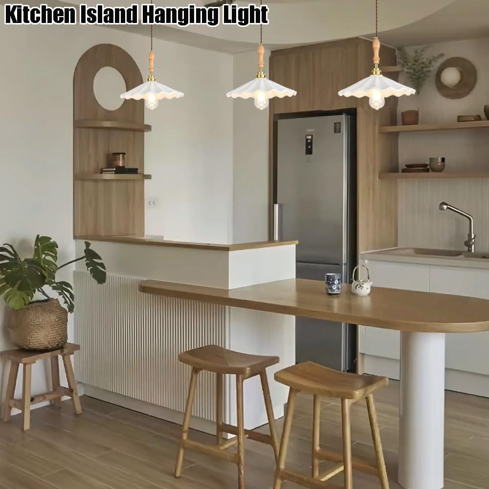 ZSJPDP Flush Mount Ceiling Lighting Fixtures,Japanese Minimalist Style Chandelier,Creative Lotus Leaf-Shaped Ceramic Hanging Lamp Lampshade,Study Bedroom Restaurant Decoration Pendant Light