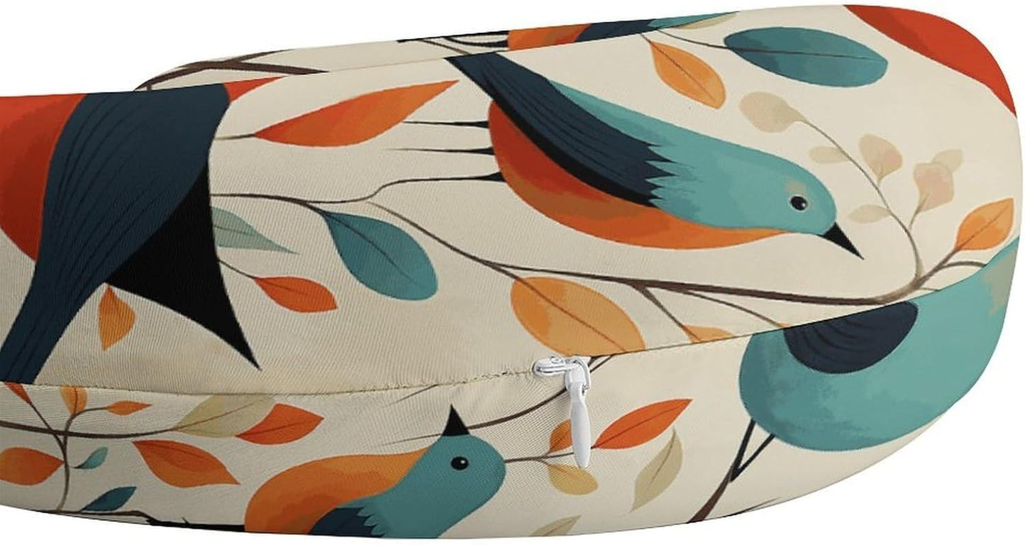 Flock of Birds Neck Pillow Memory Foam U Shaped Pillows Portable Pillows for Shoulder Travel Head Support Pillow with Concealed Zipper for Airplane Car Home Office