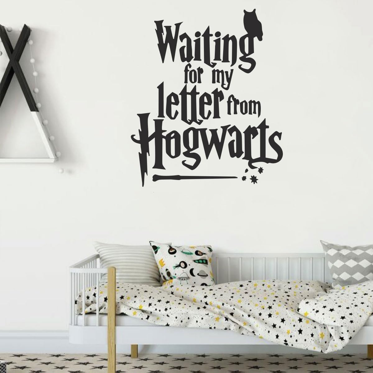 Vinyl Wall Art Decal - Waiting for My Letter from Hogwarts - 22" x 19" - Harry Potter Inspired Quote for Children's Little Kids Home Apartment Bedroom Nursery Playroom Daycare Decor