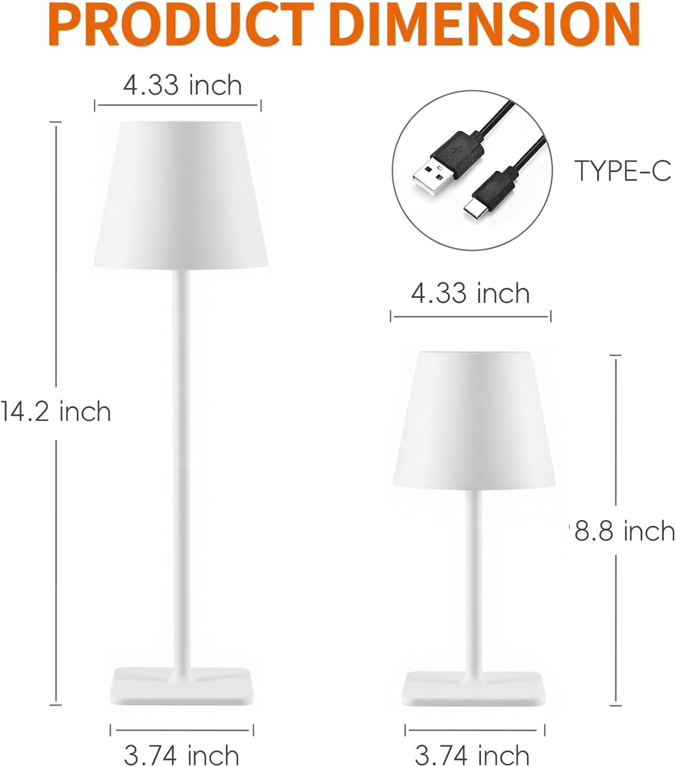 2-Pack Rechargeable Cordless Table Lamps, Battery-Operated Wireless Minimalist Table Lamp, 3 Colors Stepless Dimming LED Adjustable Height Table Lamp for Dining/Bedside/Camping (2, Double-rod white)