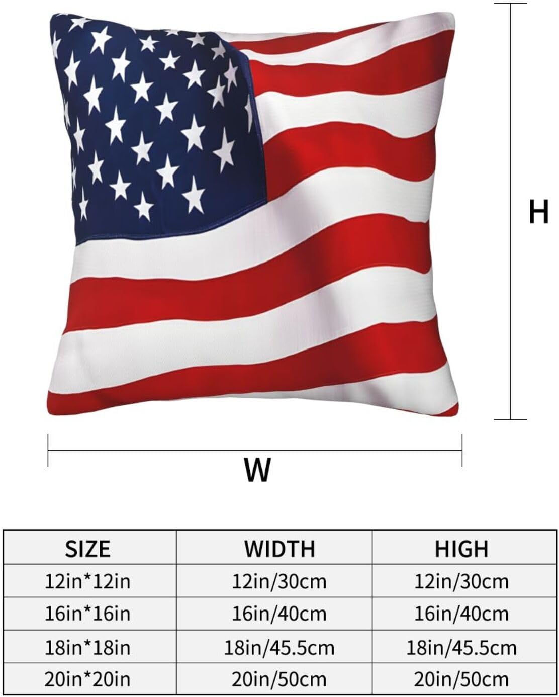 All-Season Square Pillow Covers 18"X18", Flag Patriotic, Decorative Throw Pillow Covers for Sofa Bed Couch, Hidden Zipper Cushion Cover, Square Lumbar & Accent Pillowcases for Home Decor