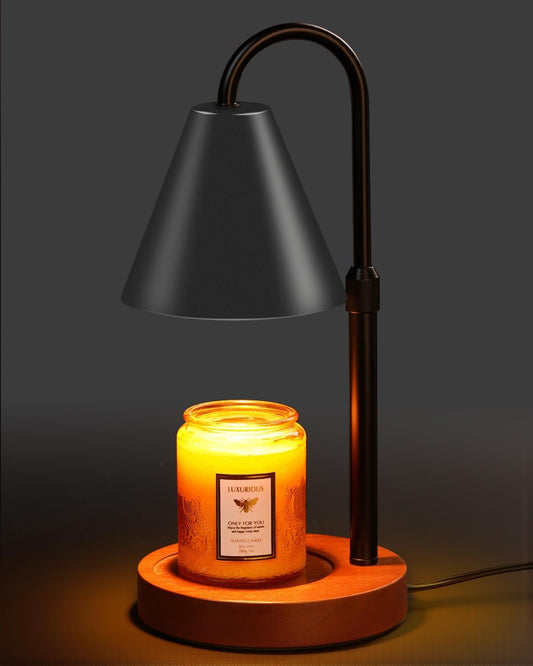Candle Warmer Lamp with Timer Dimmable, Birthday Gifts for Women Mom, Adiustable Height Modern Candle Warmer Black Candle Lamp for Jar Candle, Home Decor Vintage Wax Warmer with 2 Bulbs