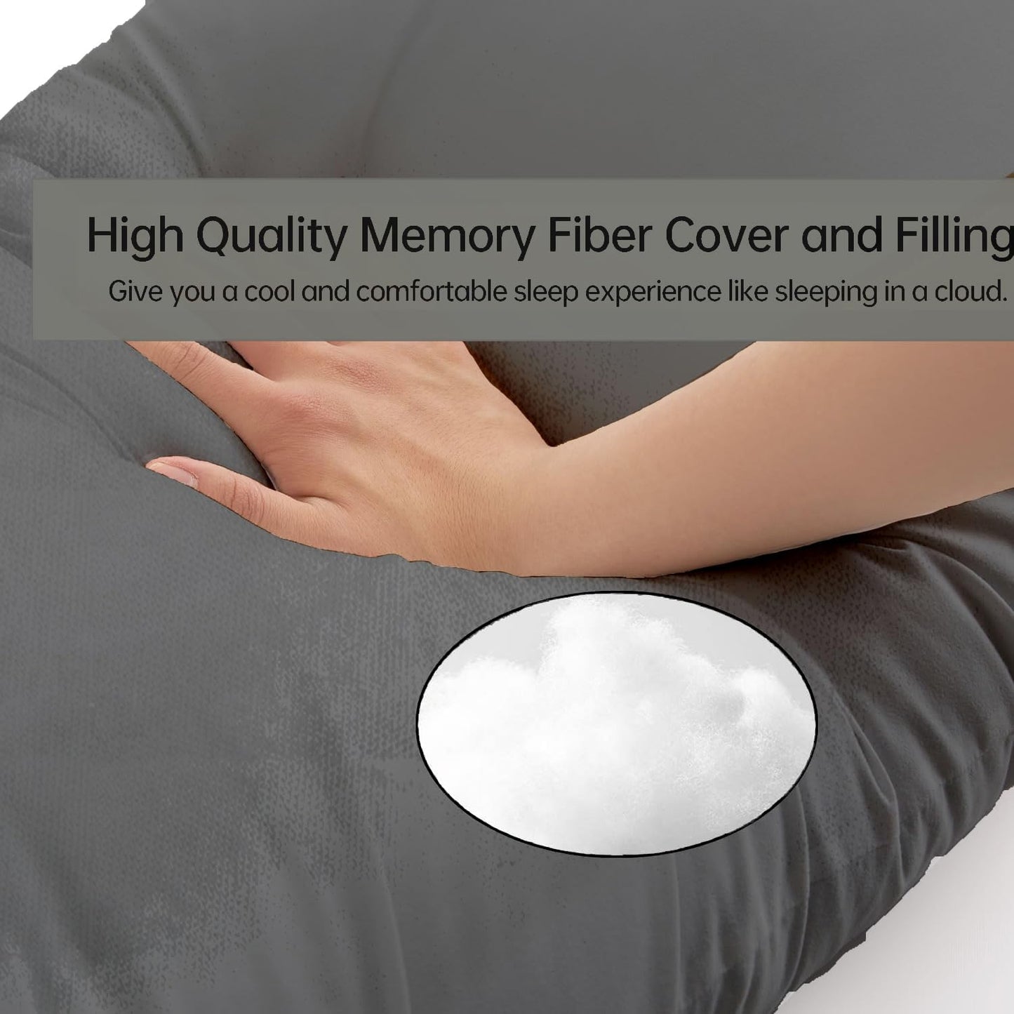 BedTreat Full Body Pillow with Removable Cover for Adults - Soft & Fluffy Body Pillow for Side Sleepers - Long & Breathable Body Pillow (20 X 54,Grey)