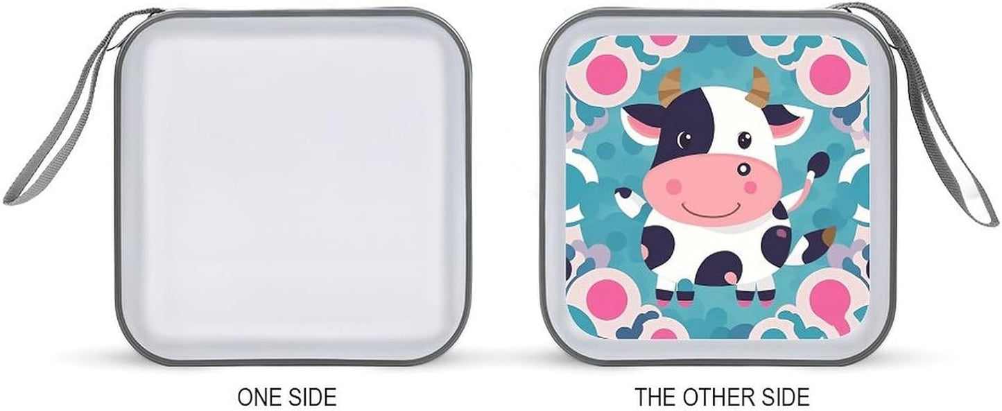 Cute Cow Polka Dot CD Case Portable Zipper CD Case 40 Capacity Hard Plastic DVD Cases Holder Large Storage Disc Wallet Bag for Car Home Travel DVD Collection Bag