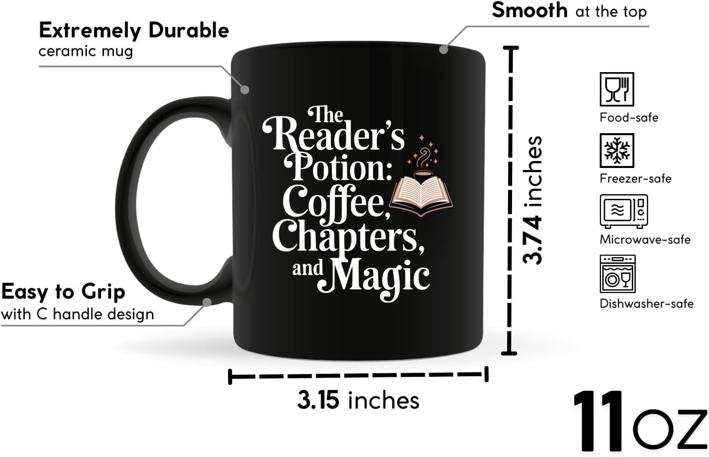 Book Lovers Coffee Mug 11oz Black -One Chapter - Gift for Book Club Bookworm Bookish Reading Nerdy Avid Readers Women