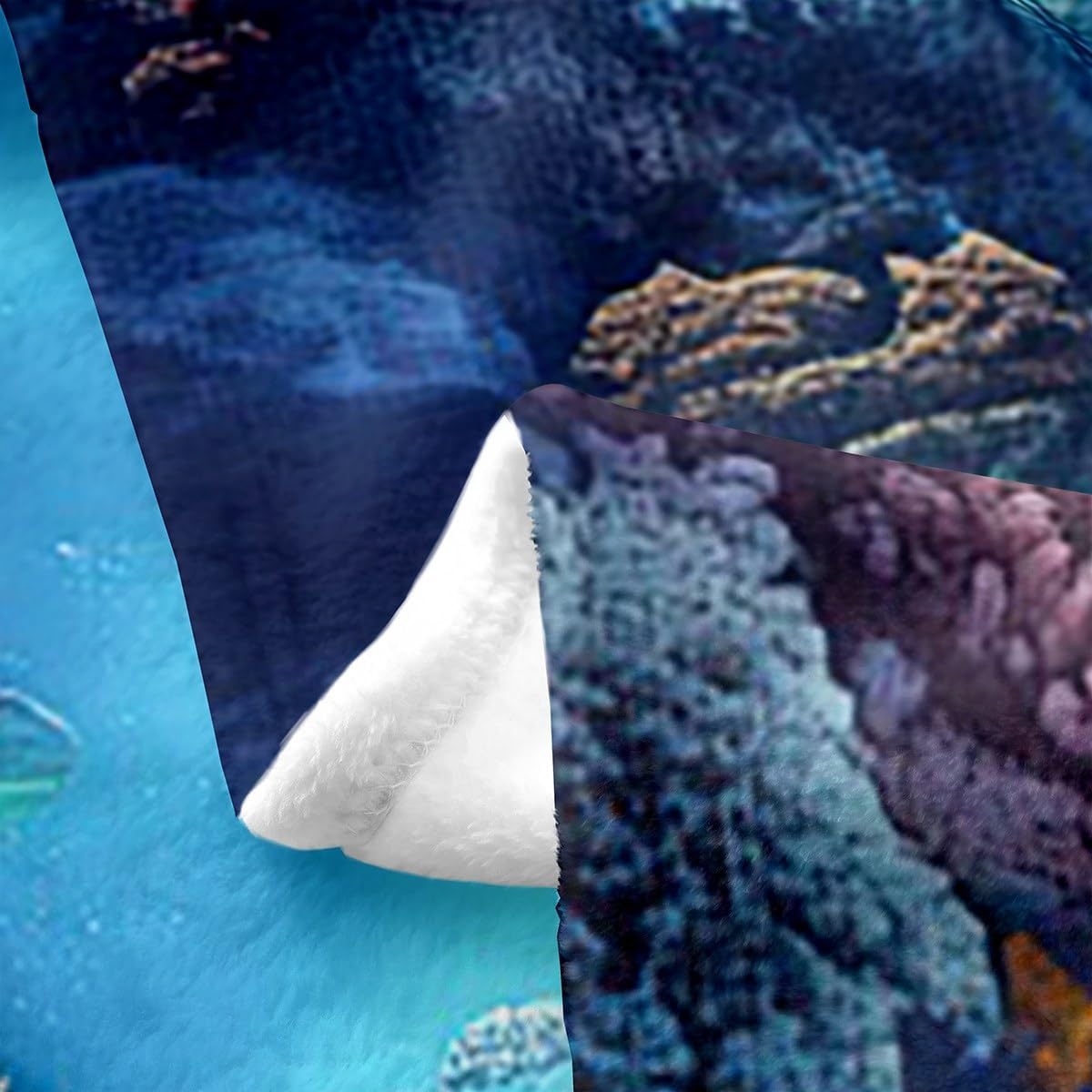 Castle Fairy 3D Dolphin Flannel Blanket,Ocean Coral Fish Blankets for Kids Boys Girls Teens Room Decor,Tropical Sealife Animals Fleece Blanket Underwater World Sherpa Blanket,for Chair/Sofa,90"×90"