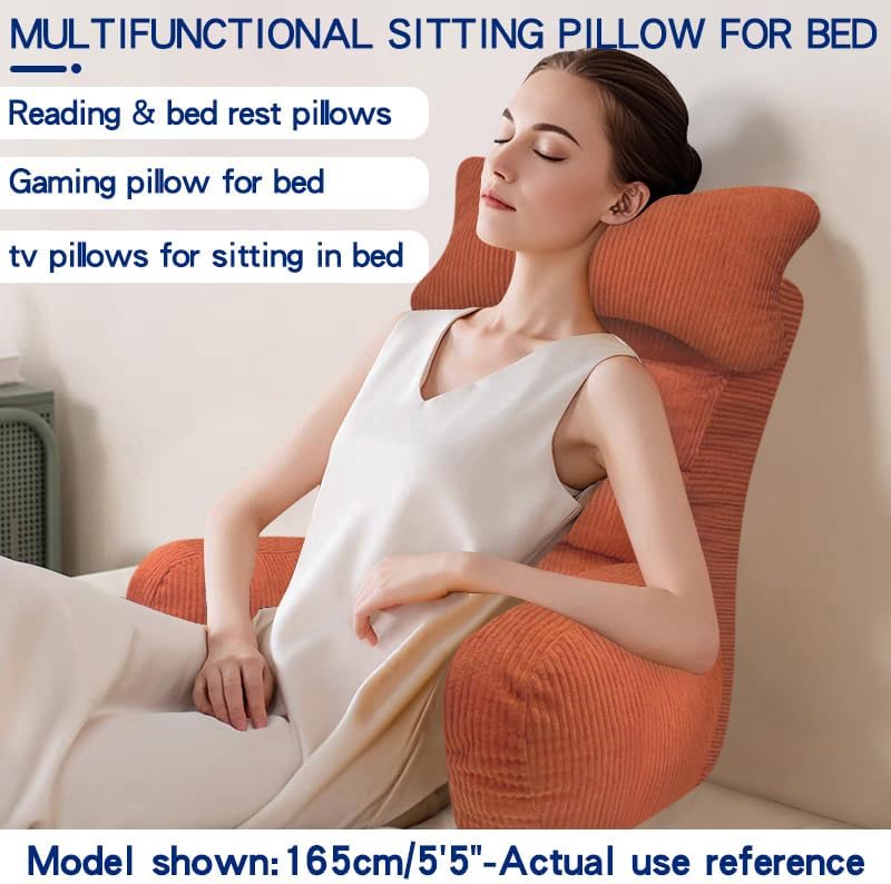 YDCEULARDOH Reading Pillow for Bed Adult – Large Bed Pillow with Arms, Supportive Back Pillow for Sitting Up in Bed for Reading, Watching TV, or Gaming