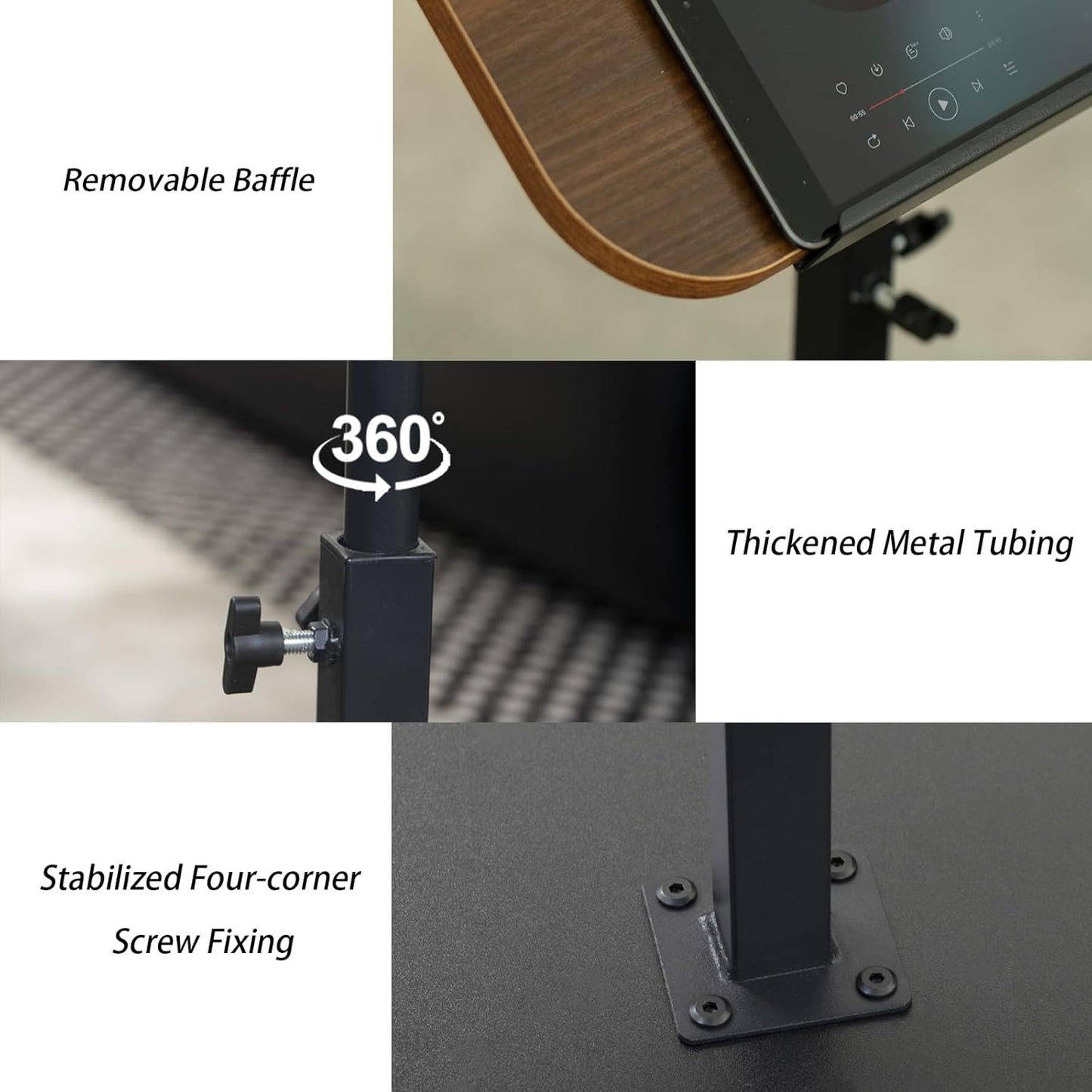 ACEQLYT® Small Adjustable Side Table, Adjustable Height & Flip-Over Panel Design & 360° Swivel, Couch Armrest C Shaped End Table, Laptop Stand for Couch