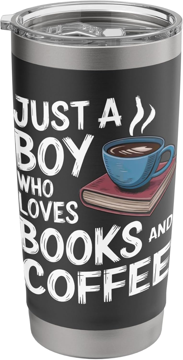 Just a Boy Who Loves Books Coffee Bookworm Book Reader Stainless Steel Insulated Tumbler