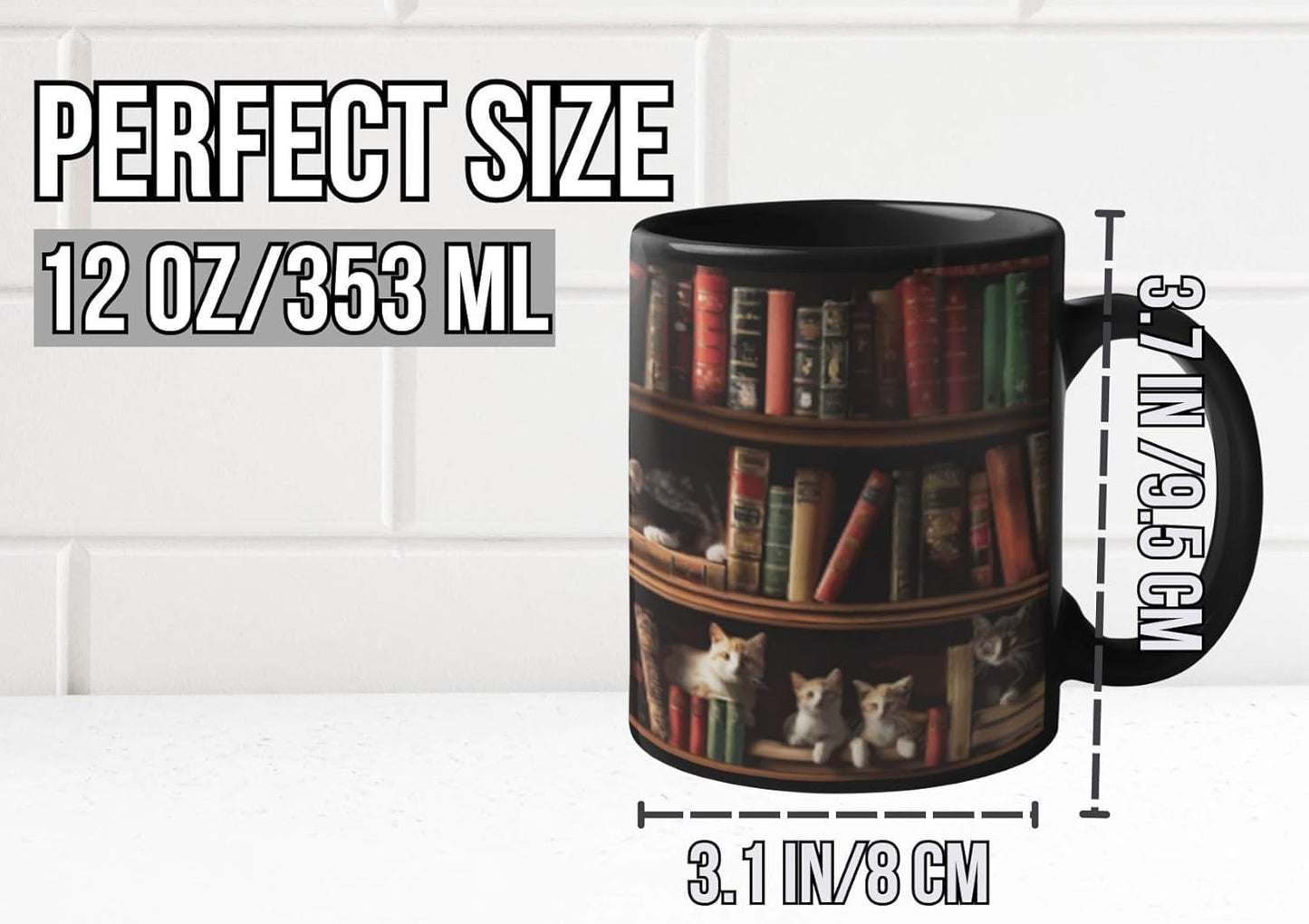 Onebttl Cat Gifts Coffee Mug, Heat Sensitive Magic Mug for Book Lovers, Friends on Birthday, Christmas, Funny Bookish gifts, 12oz