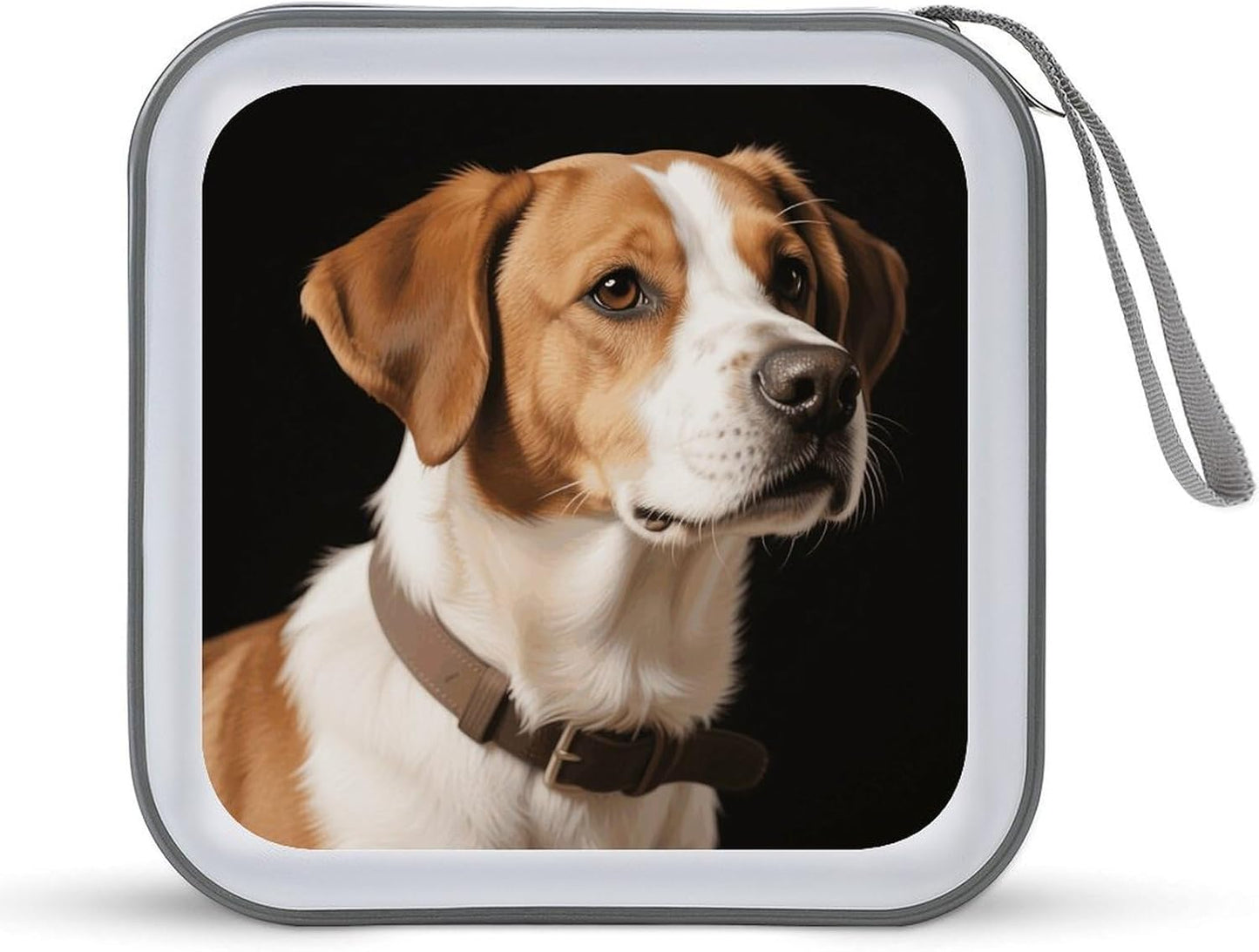 Dog CD Case Portable Zipper CD Case 40 Capacity Hard Plastic DVD Cases Holder Large Storage Disc Wallet Bag for Car Home Travel DVD Collection Bag