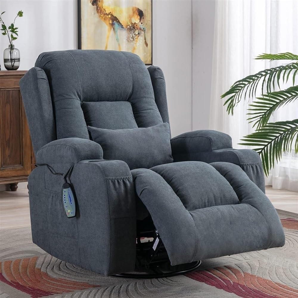Modern Ergonomic Massage Rocker Recliner Chair for Adults with Heating Function - Glider Lounge Chair for Living Room Home Theater - Lazy Boy Manual Recliner Chairs
