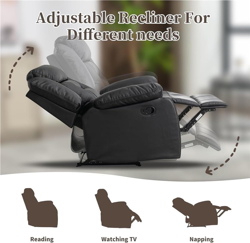 Power Recliner Chair Leather Single Reclining Sofa, Electric Reclining Chair for Living Room, Comfortable Home Theater Recliner Chair with Padded Seat Backrest