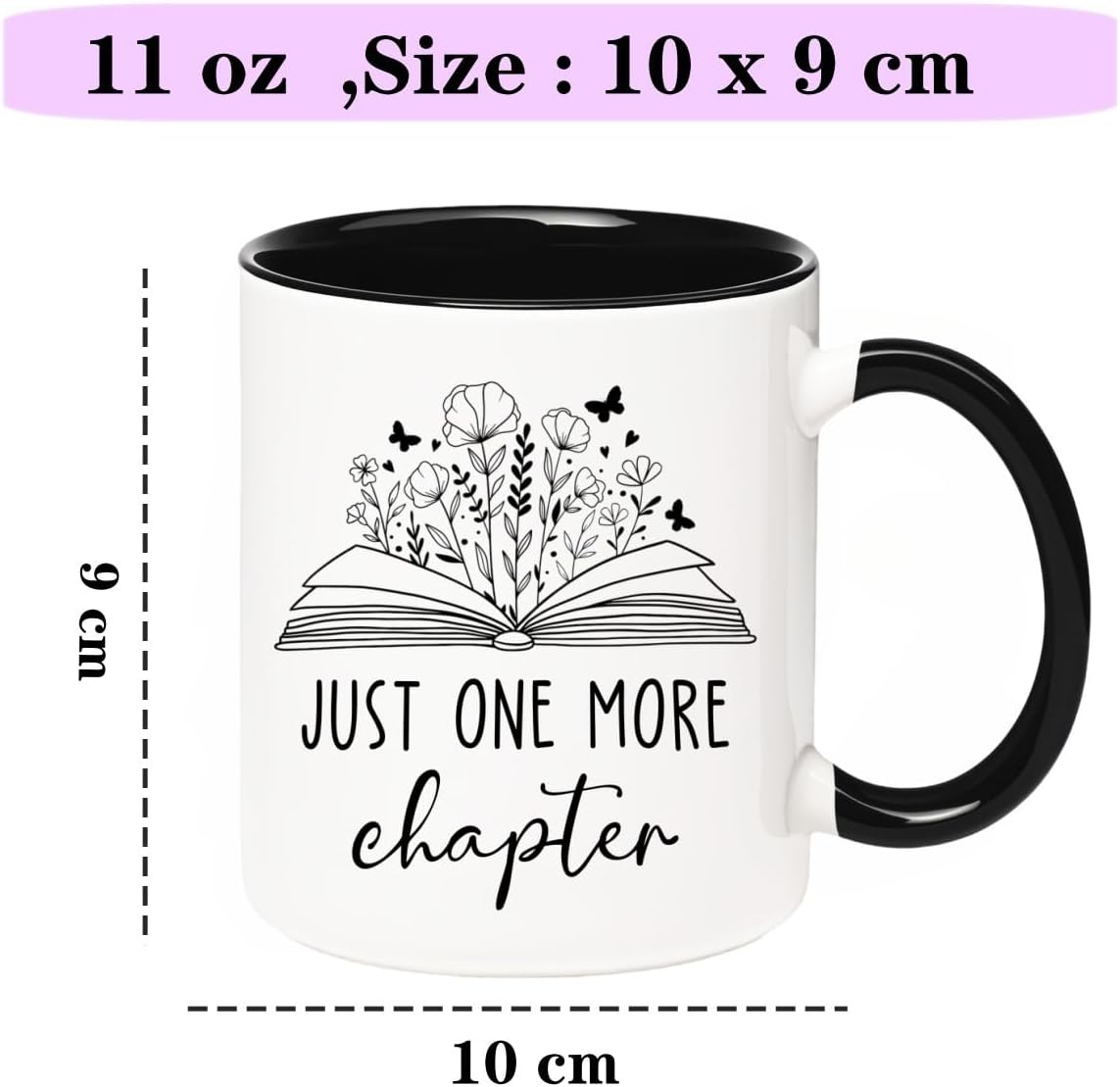 Book Lovers Coffee Mug, Just One More Chapter Bookish Bookworm Gift Coffee Cup, 11 Oz Novelty Reading Lovers Reader Coffee Water Mug
