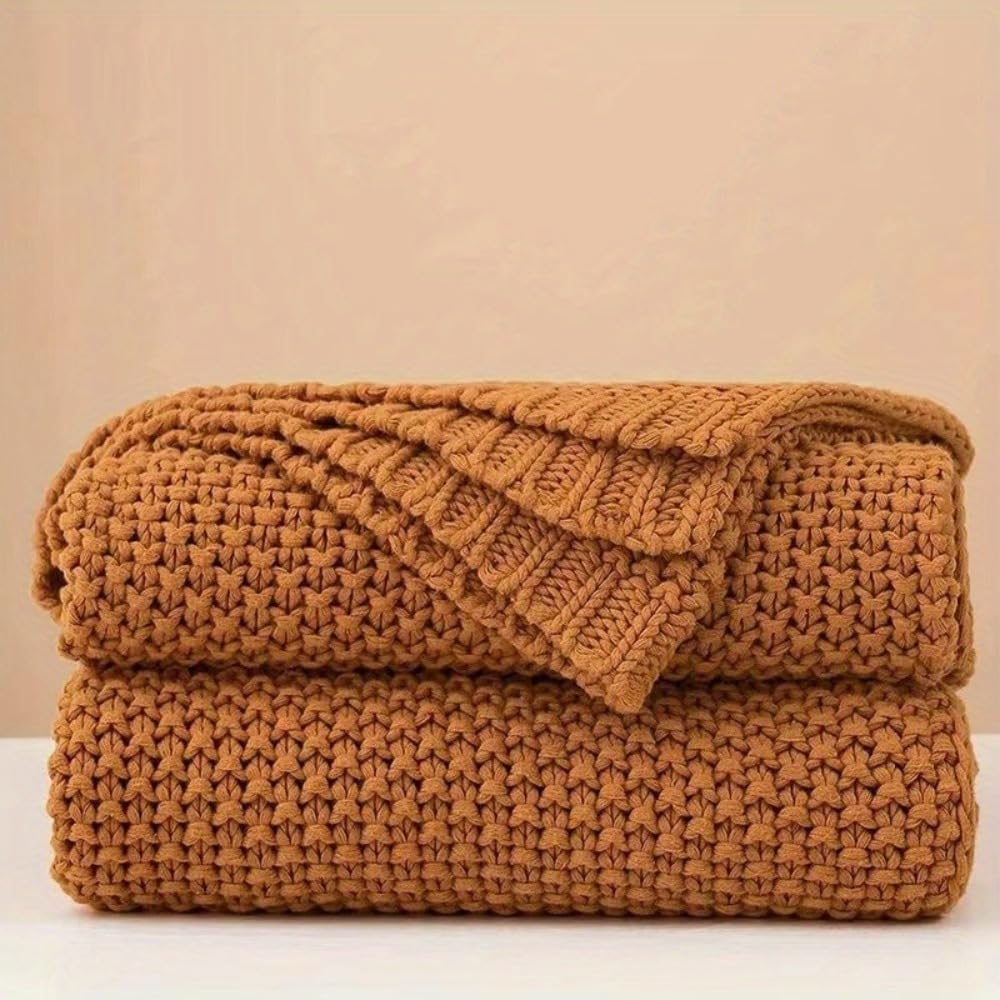 Fringe Knit Blanket Office Air Conditioning Lunch Break Blanket Wool Throw Sofa Blanket Customizable (130 * 160cm,Coffee)
