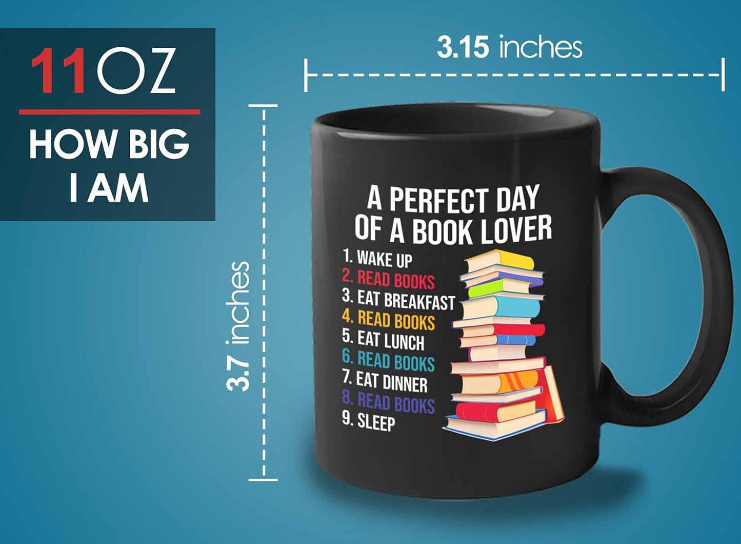 Bubble Hugs Reader Coffee Mug 11oz Black - A Perfect Day of A Book Lover - Funny Sarcasm Reading Novel Literary Literature Bookish Author Writer