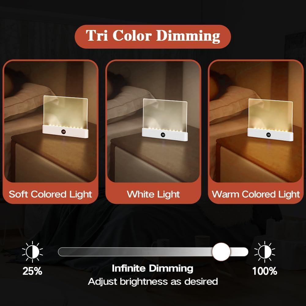 Smart Reading Light, 2026 Upgrade Rechargeable Clear LED Flat Book Light with 3 Colors & Timer, Book Page Light with Brightness Adjustment, Book Light for Reading in Bed (White)