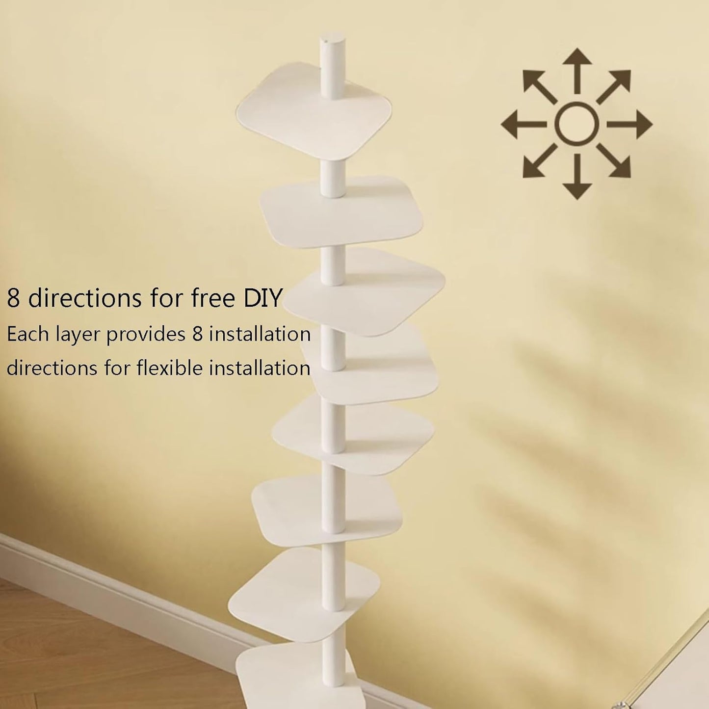 Vertical Bookshelf for Home，Simple Narrow Metal Bookshelf , Multipurpose Corner Bookshelf Tall , Narrow Ladder Bookcase Ideal Book Display，Narrow Ladder Bookcase,invisible Floating Bookshelf(192cm/72.