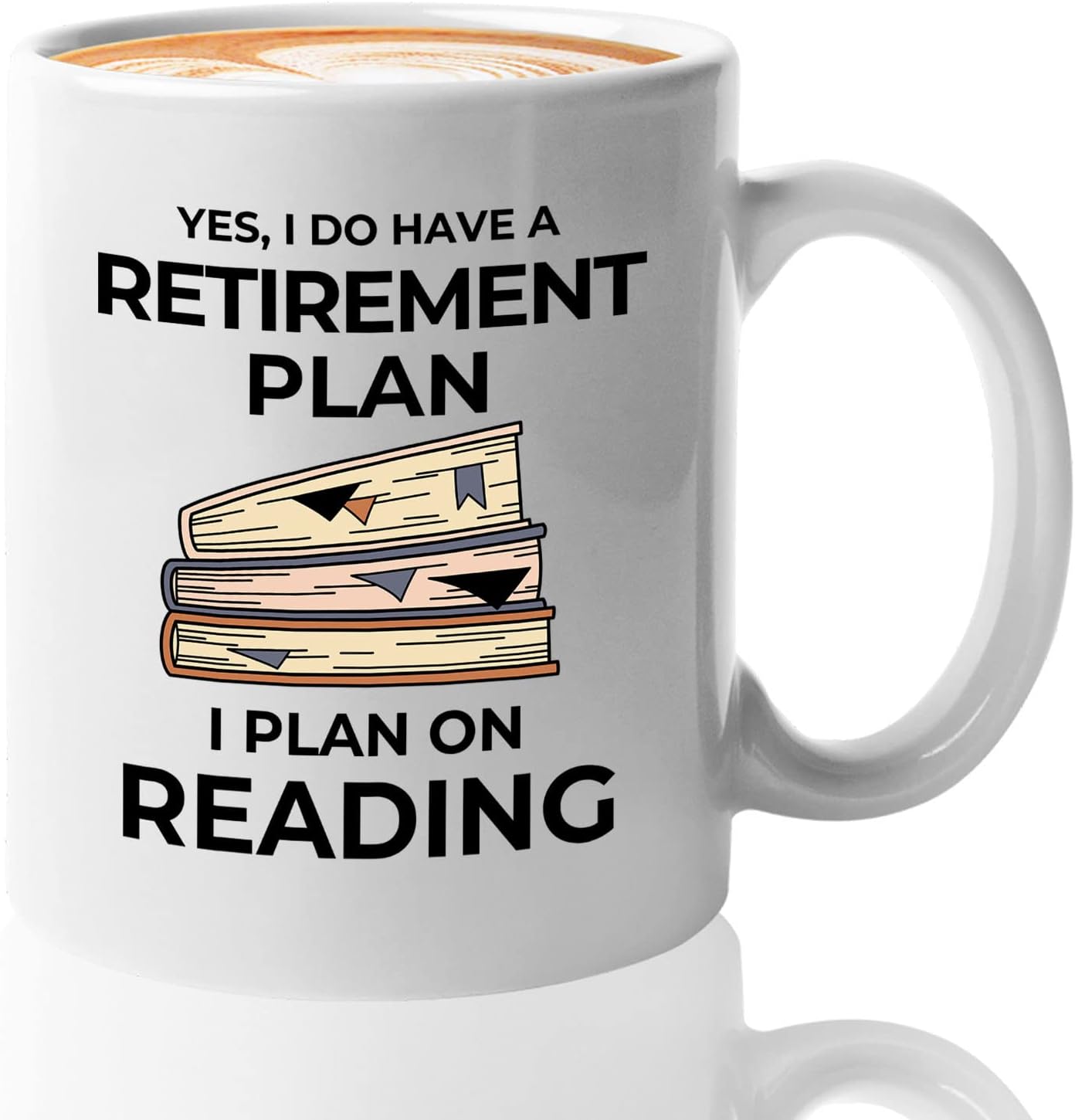 Bubble Hugs Book Lover Coffee Mug 11oz White - Retirement Plan Reading - Reading Retired Coworker Employee Retirement Reader Stack of Books Book Lover Bookish Novelist Librarian Writer