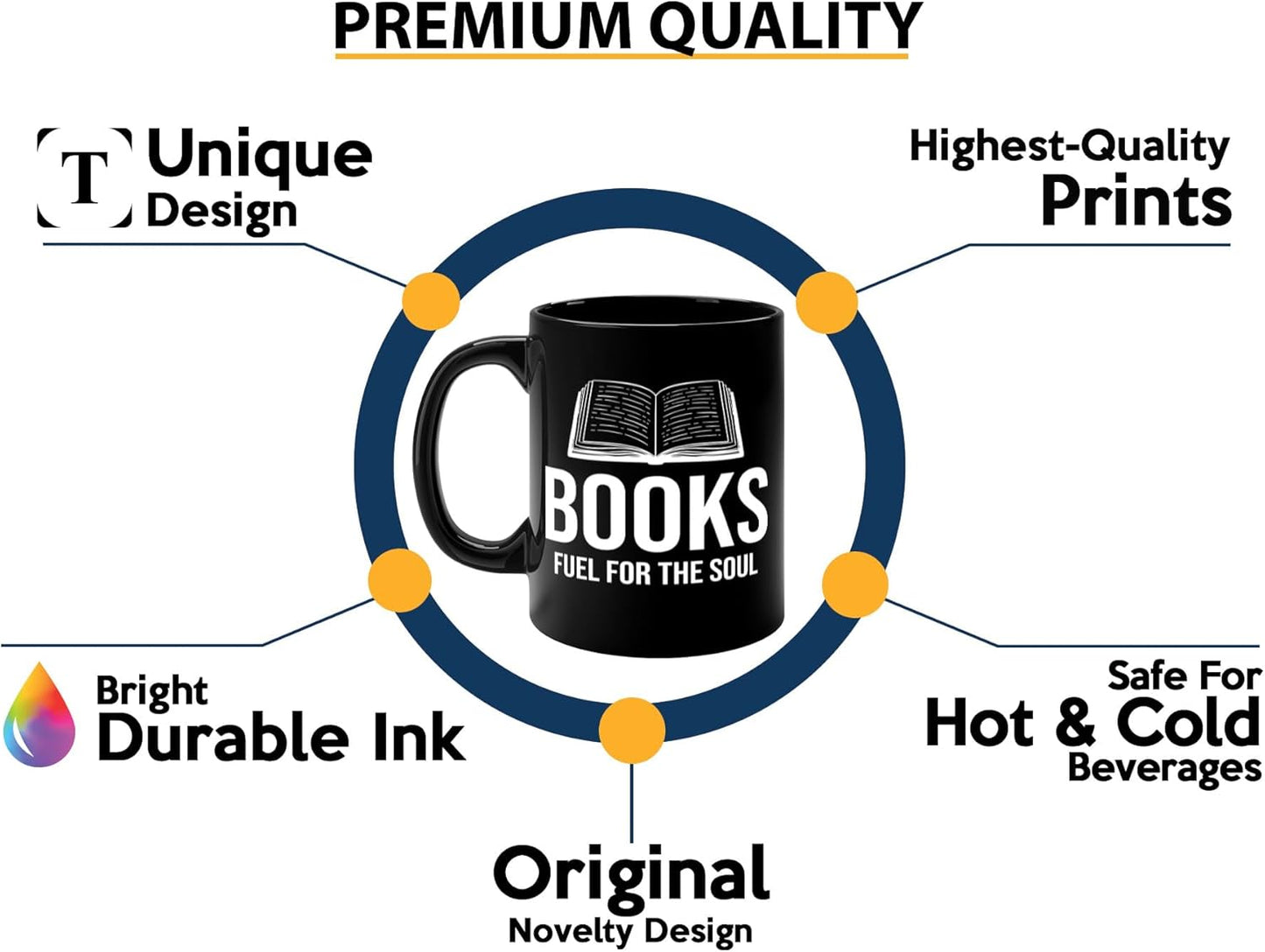 Book Lover Coffee Mug 11oz Black -Books Fuel for - Bookworm Literature Library Book Lover Reader Booked Editor Intellectual Studious