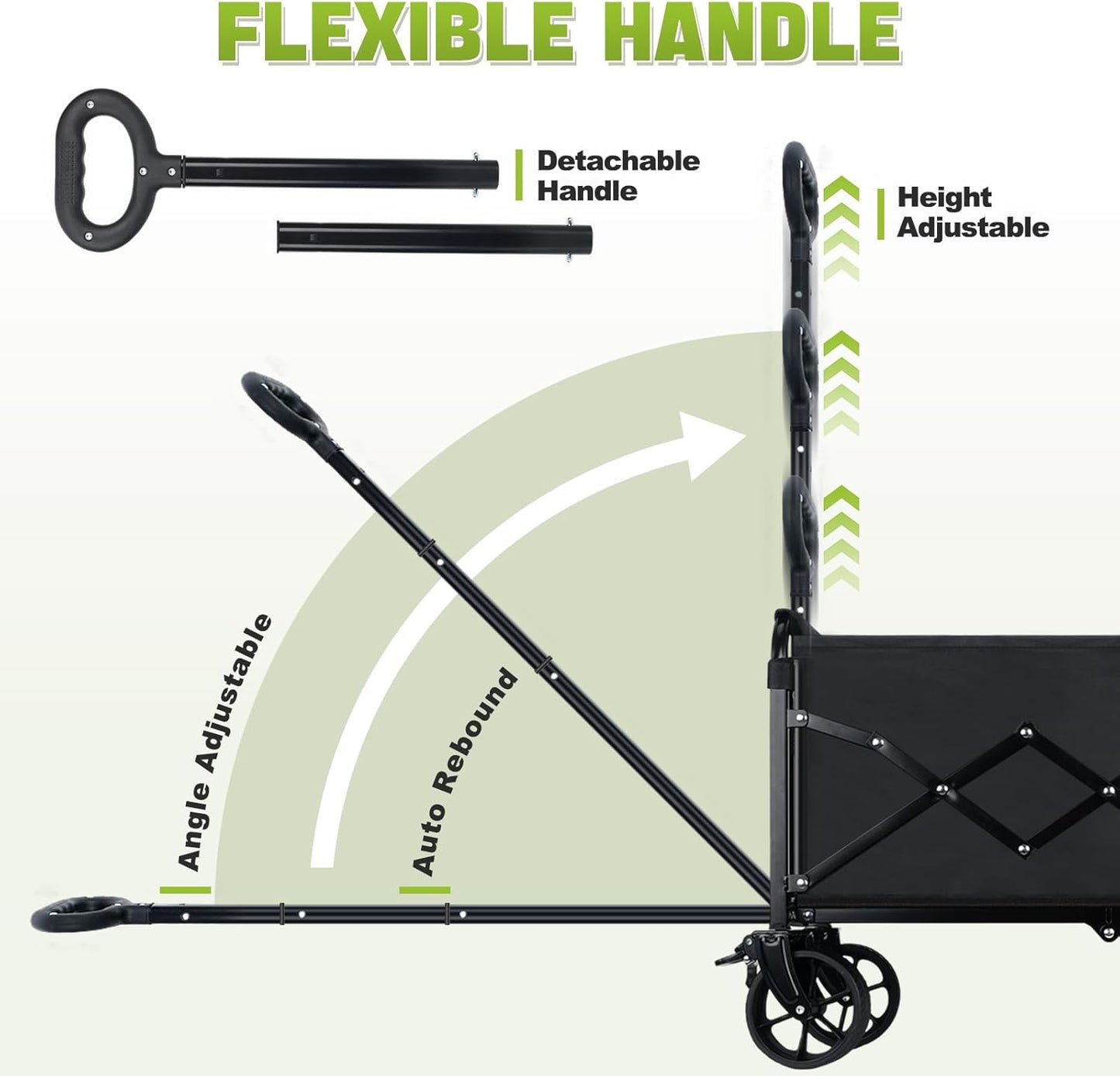 Collapsible Folding Wagon Cart with Wheel - 360LBS Heavy Duty Foldable Wagon Carts with All Terrain Wheels & breakes, Portable Lightweight Wagon Cart for Sports/Groceries/Camping/Fishing/Gardening